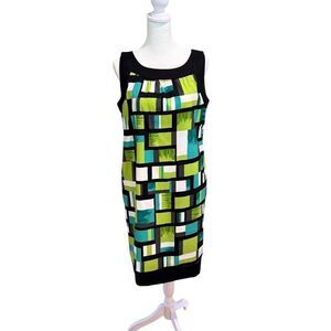 AGB green geometric shift dress size 10